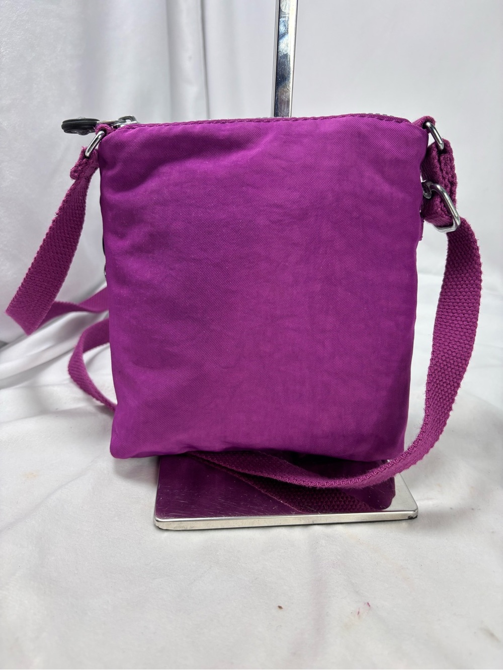 Kipling Purple Crossbody Bag | Nylon Multi-Zip Travel Purse - Picture 8 of 10